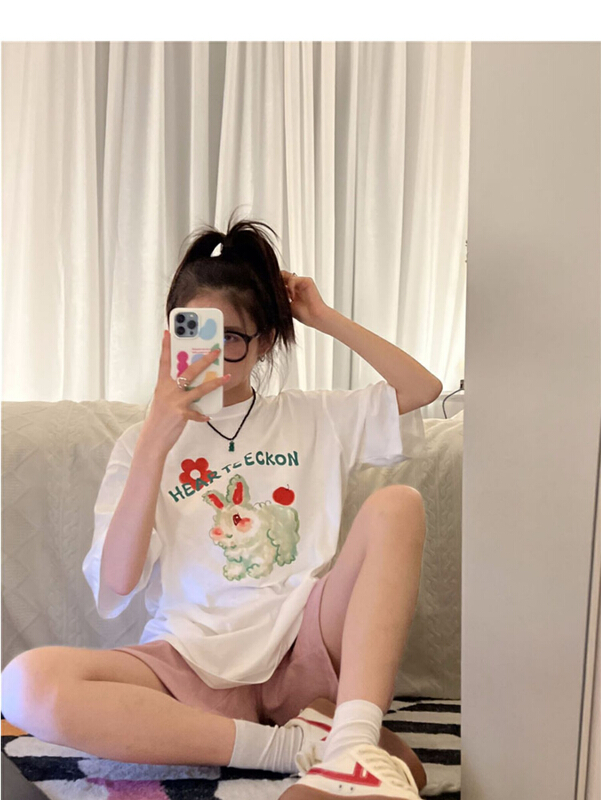 [j.2] net red rabbit versatile fashion short sleeve T-shirt 8645# LSW
