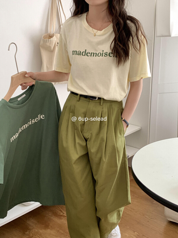 New in early summer! [6-up] Korean simple letter printed short sleeve T-shirt 68102# XJ