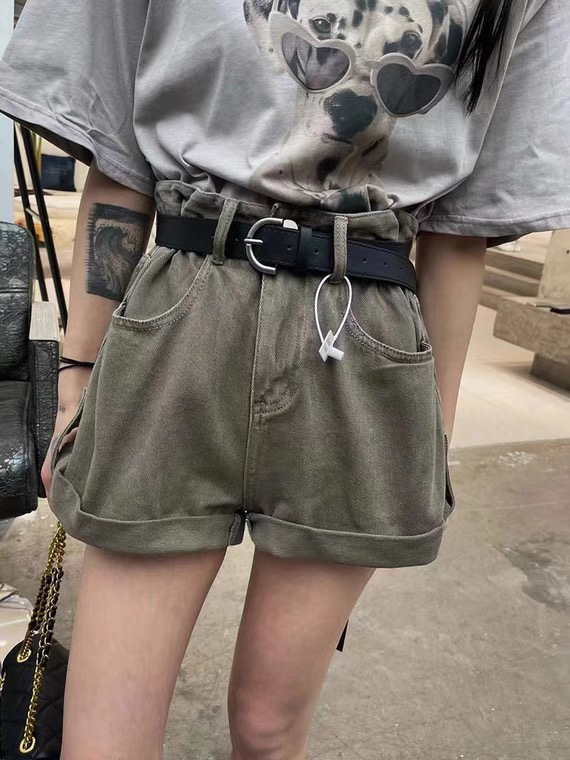 [c.h.z] Wide Leg Denim Shorts (with belt) 90693# WTT