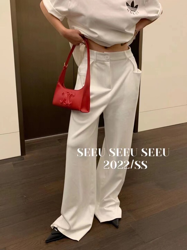 goods in stock! [seeu] straight tube high waist loose casual pants 22096# XYJ