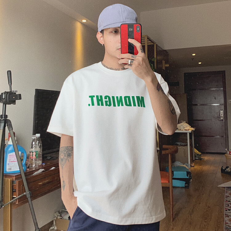 New year in early spring! [TPY] 320G heavy letter flocking loose short sleeve T-shirt 9122# ZZL