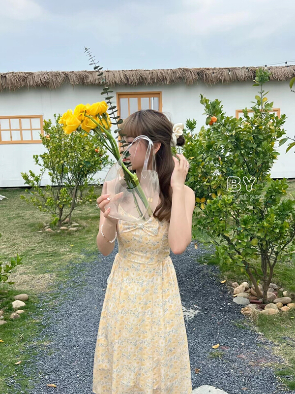 New year in early spring! [best of you] fresh small broken flower BOW STRAP DRESS ys1-9855# HBx