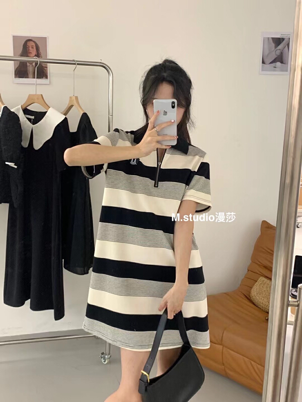 [MSTUDIO MANSA] Mickey stripe versatile slim dress 6679# ll