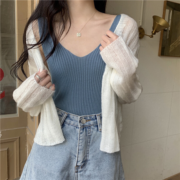 [F.P.] simple solid color ice silk vest yc390# HBx