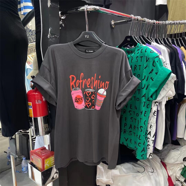 [Yu] coke printed loose Casual Short Sleeve T-shirt 9952# cqw