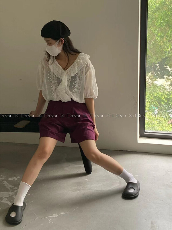 [dear. Xi] V-neck simple lady blouse 1096# LSW