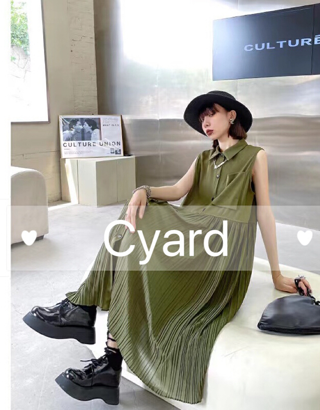 [cyard] fashion solid color medium length dress 90065# L