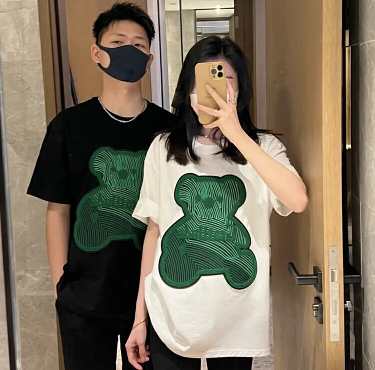 [ing] taped bear versatile loose short sleeve T-shirt 3845# ZZL