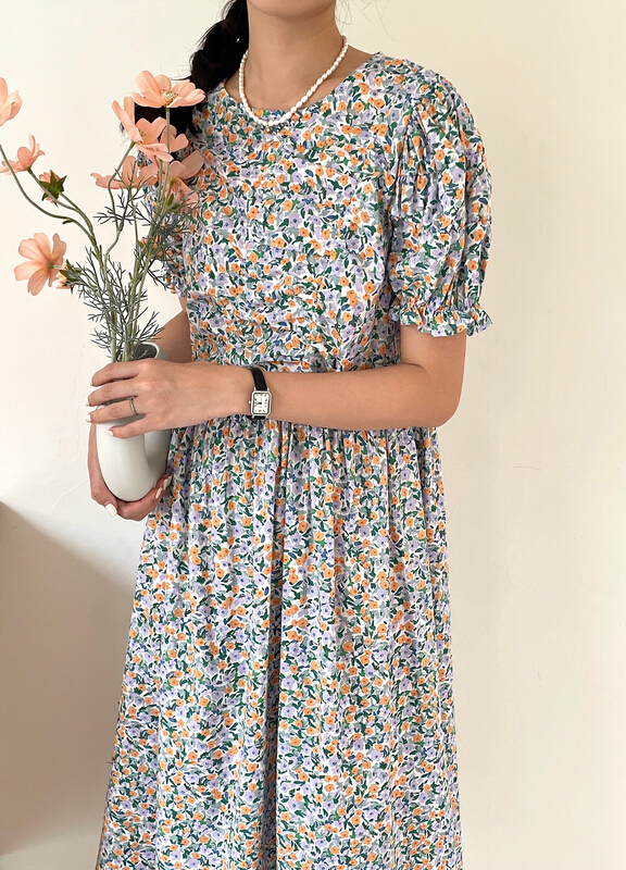 New in early summer! [Hello September] floral Pleated Dress h2498# CLS