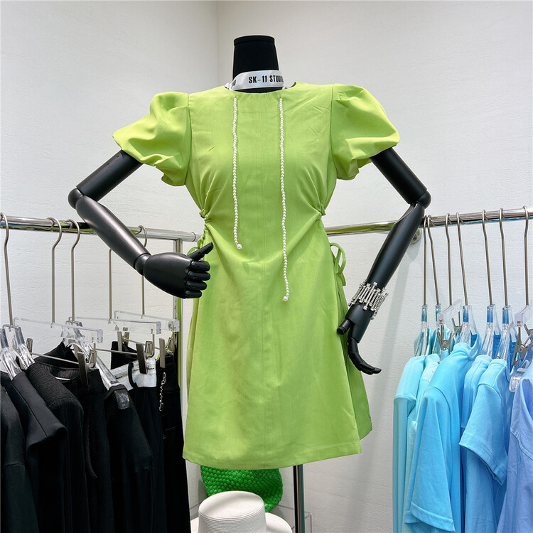 [sk-11] bubble sleeve fashion versatile dress 777# XYJ