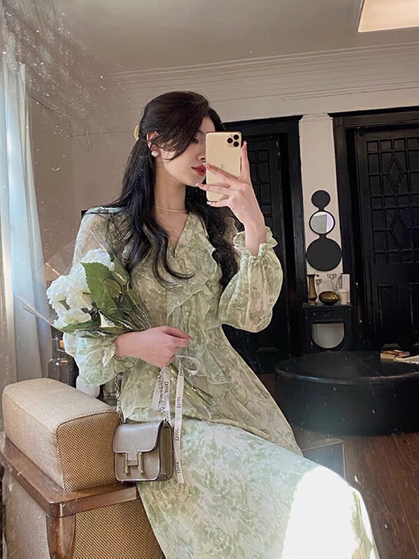 [L.L studio] French soft wind floral dress 7349# PCZ