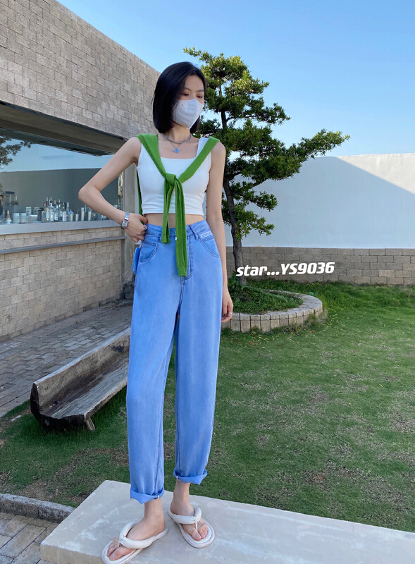 New in early summer! [star] Korean Tencel baggy jeans ys9036# CLS