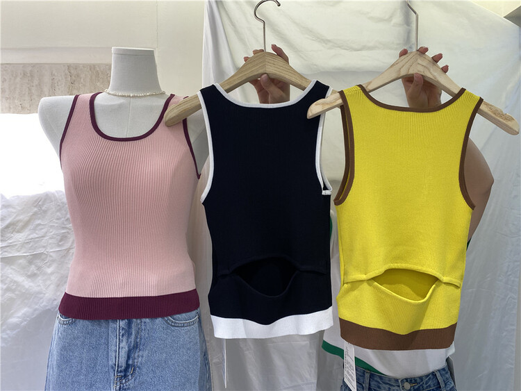 [Boran Boran] color blocking comfortable Korean vest / suspender (vest only) 7321# LSW