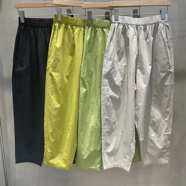 [fabric] elastic waist cotton comfortable casual pants 862009# L