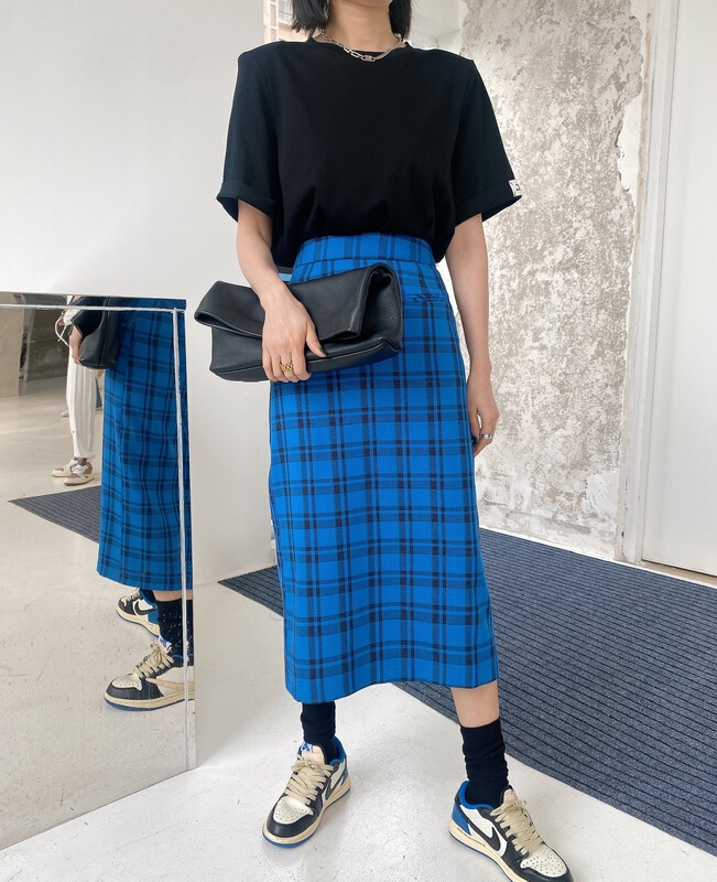 New year in early spring! [m2w. D] checkered high waist Korean skirt 90977# ozq