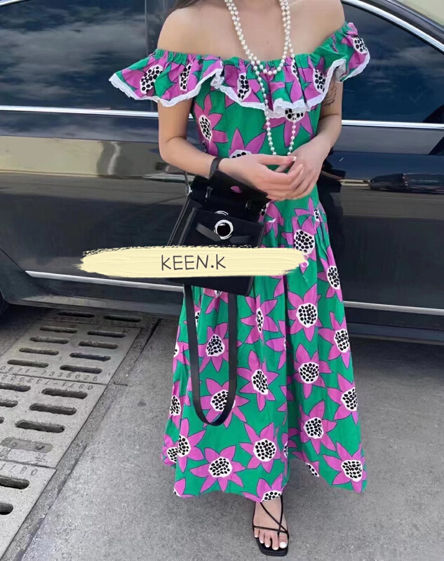 [keen k] artistic flower one shoulder dress l63# WTT