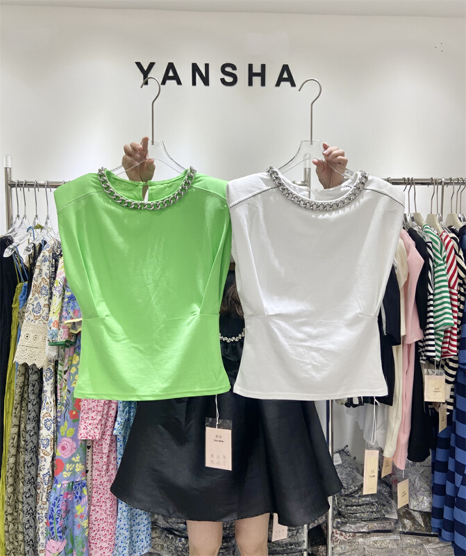 [Yan Sha] simple foreign style design large chain vest / sling 177# CLS