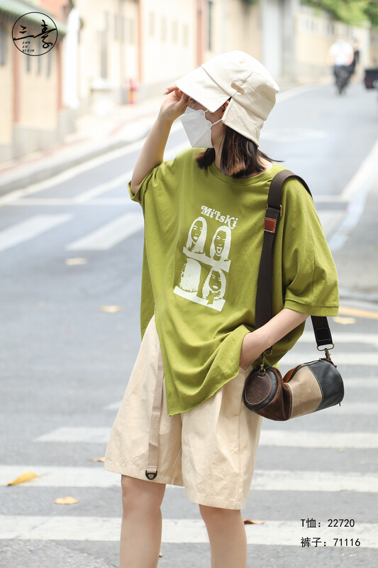 [original of three plain clothes] Korean simple temperament short sleeve T-shirt 22720# XYJ