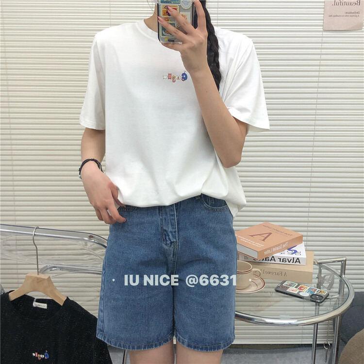 [IU nice] Korean Pullover round neck short sleeve T-shirt 6631# ll