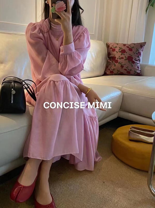 goods in stock! New in early summer! [East room] stand collar bubble sleeve temperament gentle style dress 9165# WTT