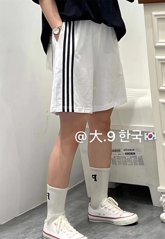 [big 9] Korean sports style drawstring color blocking casual shorts 6009-1# L