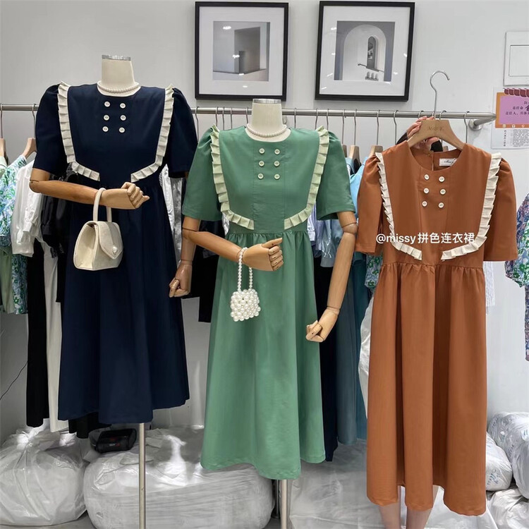 New in early summer! [miss. Y] French style fungus edge bubble sleeve dress 3381# zxx