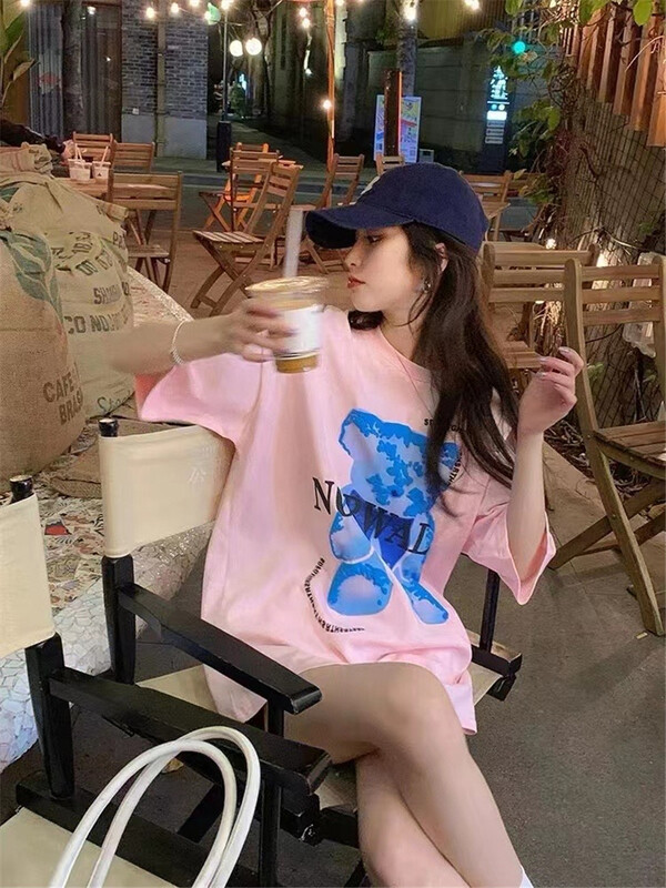 [didi] bear print loose short sleeve T-shirt 5139# ozq