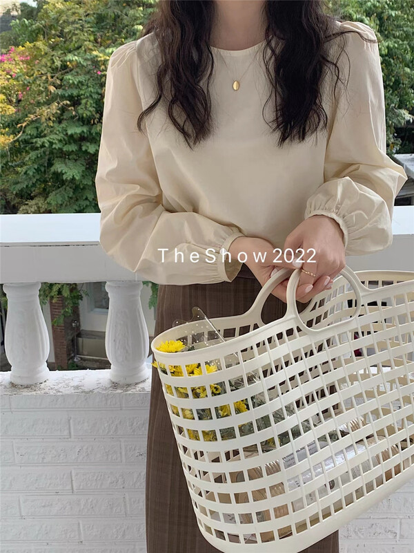 Original price 79.00! [the show] Korean version Solid Color Bubble Sleeve Shirt 20129# CLS
