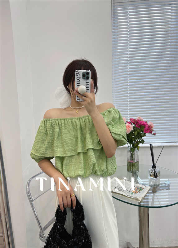 [Tina Mini] Han Shu's ruffled shoulder shirt 6734# hjy