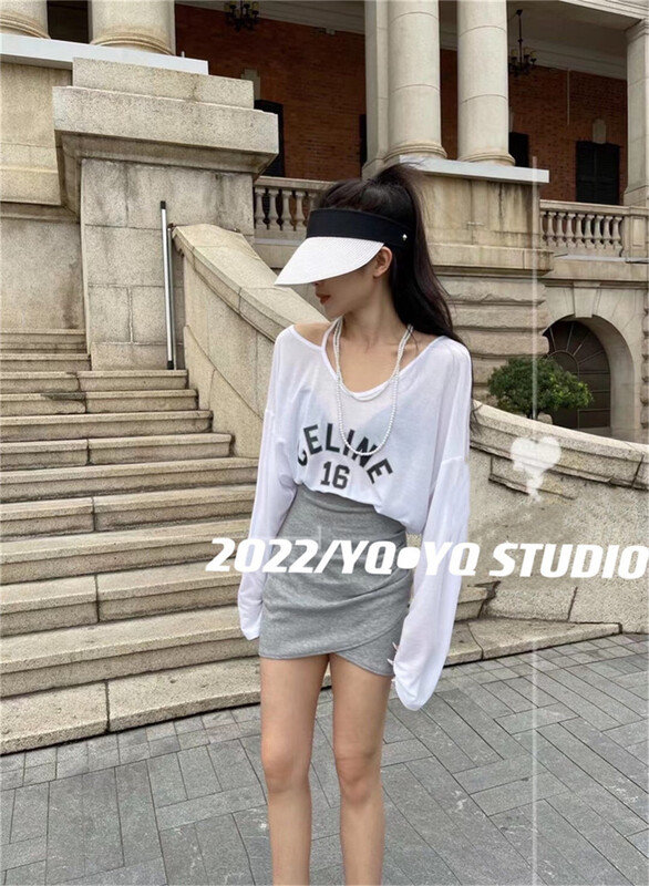 [yyq] versatile comfortable letter long sleeve T-shirt 1093# zjy