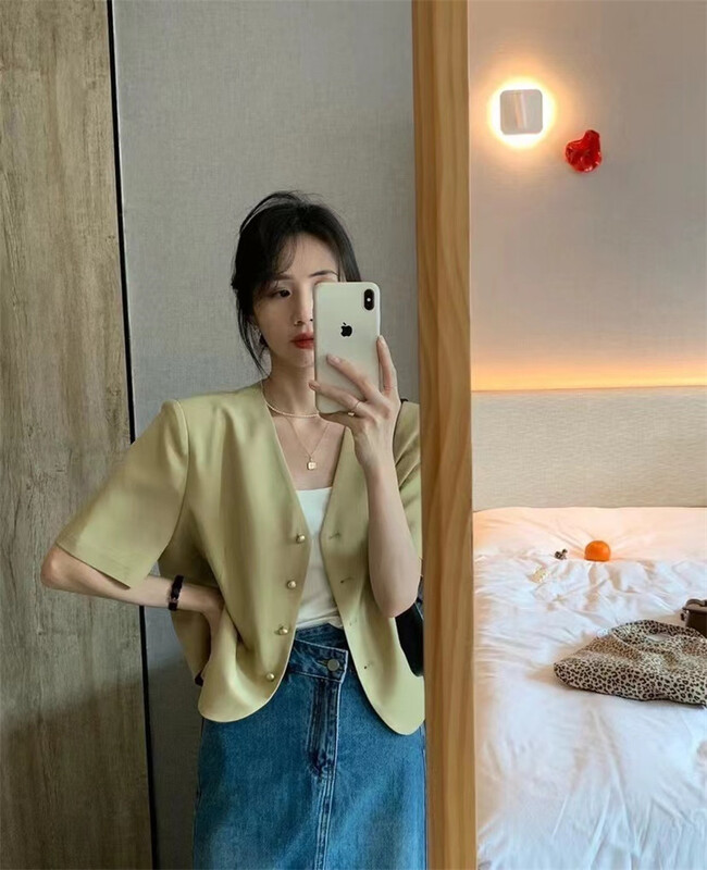 goods in stock! New in early summer! [h2-studio] Korean version simple V-neck jacket a509# HBx