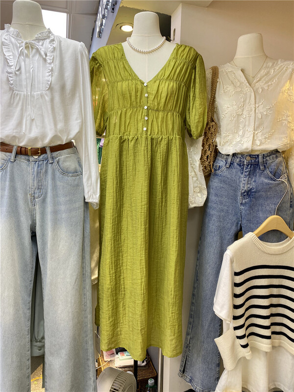 New in early summer! [cepar] Korean lady's Micro transparent V-neck dress 7149# hjy