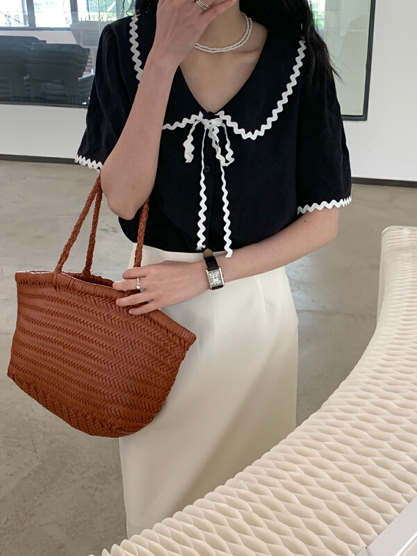 New in early summer! [Tn] color blocking fashion thin shirt c2501# cqw