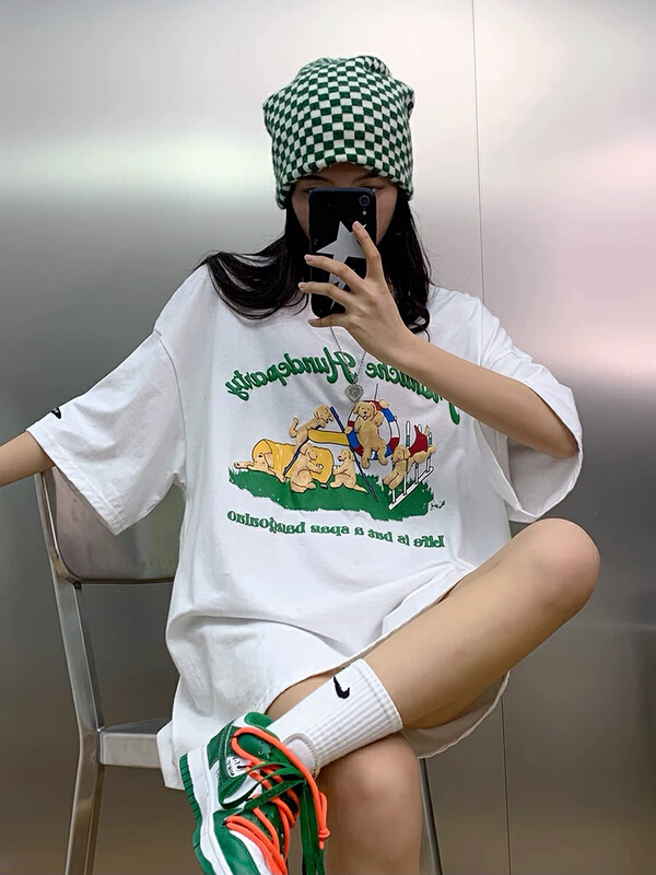 [lab eeda] Japanese casual cartoon print loose and versatile slim short sleeve T-shirt 3052# ozq