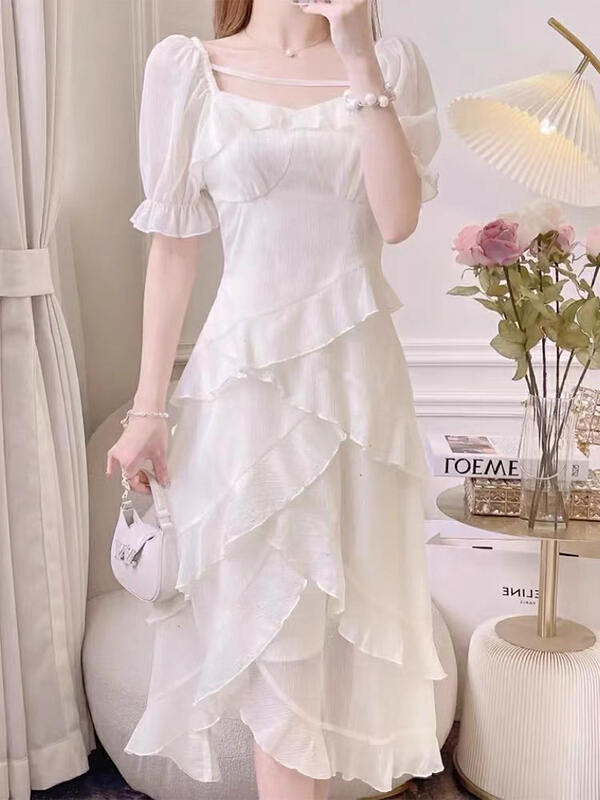 [Yingying new clothes] French temperament aging fresh dress (with corsage) 7526# Cl