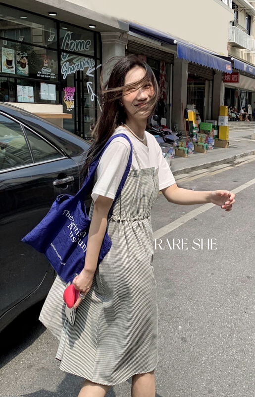 New in early summer! [rare she] drawcord design splicing dress 5211# LSW