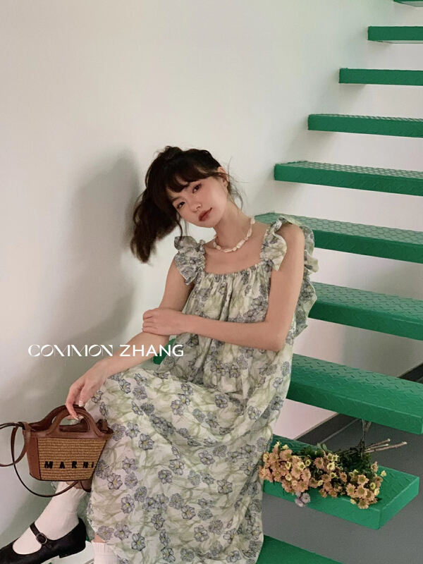 [CZ Zhang] loose print lady loose print lady dress 62383# XYJ