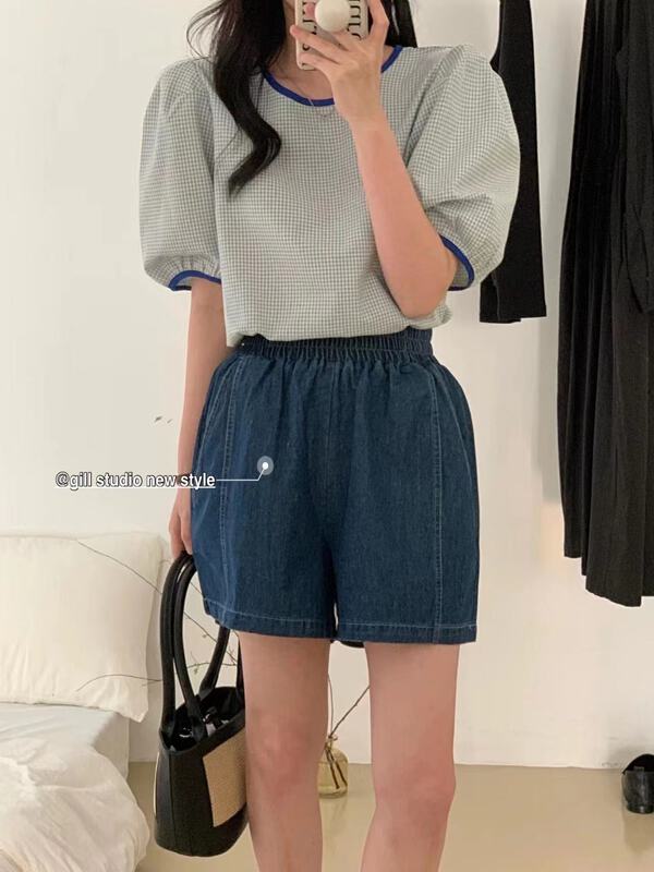 【GILL】圓領撞色小格子套頭小衫  7031#  ZJY