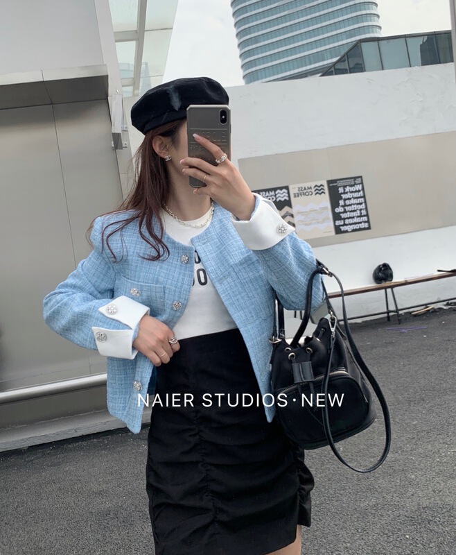 [Nair] small fragrance temperament double pocket short coat 5825# cqw