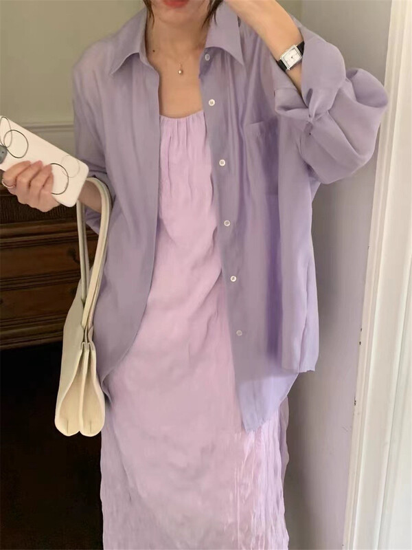 [purple potato home] single breasted comfortable cotton shirt 6880# HBx