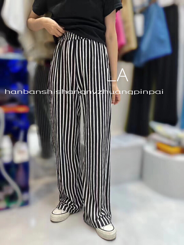 [laqssy] Vintage Port style elastic waist straight casual pants 6380# zyh