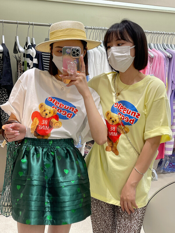 [attitude] cartoon printed casual round neck short sleeve T-shirt aq4399# ozq