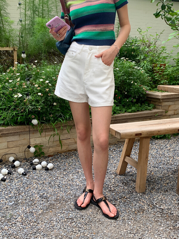 [Yiwan y.von] straight tube loose summer thin high waist denim shorts 1927# XJ