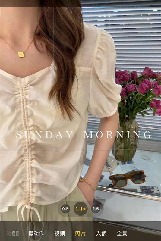 [Sunday morning] gentle wind drawstring ins short shirt 9127# zjy