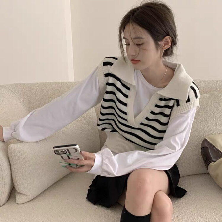 New in early summer! [F.P.] new Polo knit stripe vest 39116# HBx