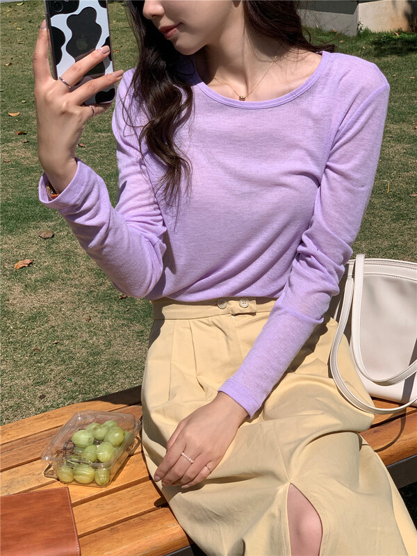 New in early summer! [I think] simple foreign style casual versatile texture sweater 66271# CLS