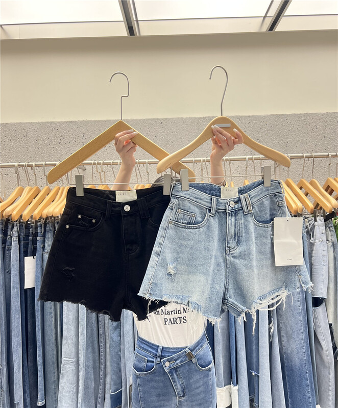 New in early summer! [X1] Korean style net tassel versatile denim shorts w226# LSL