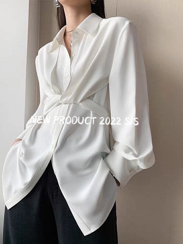 Early spring! [Hello] Korean style lace up single breasted shirt ys6203# jhy