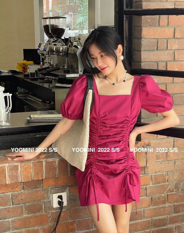 New in early summer! [yoomini] fashion temperament square neck dress x16574-k# WPL