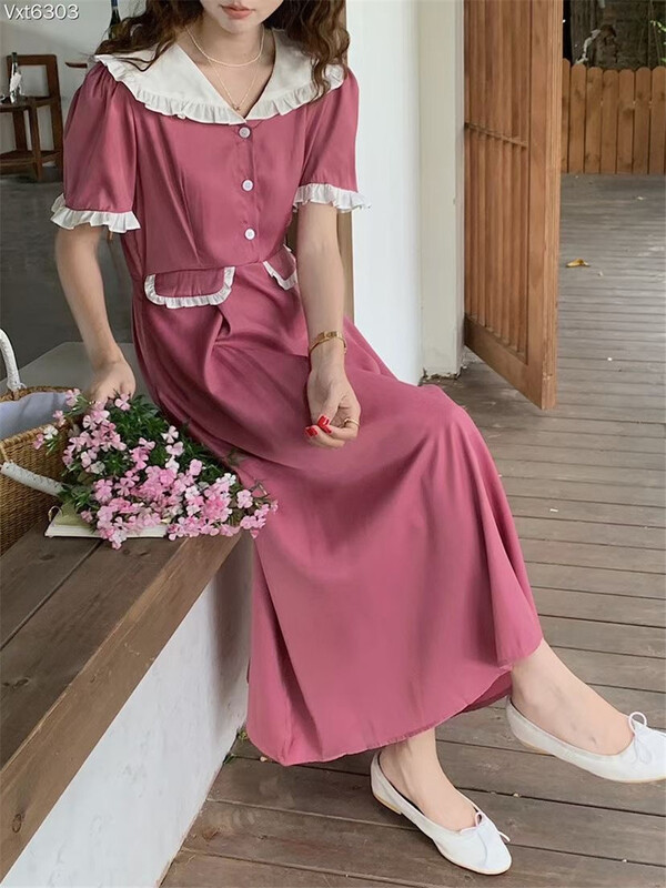 [Mimosa] Korean lady doll neck dress 1237# hjy